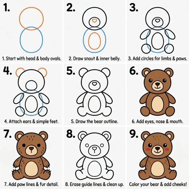 How to Draw a Bear: Easy Step-by-Step Drawing Tutorial for Kids 41 How to Draw a Bear