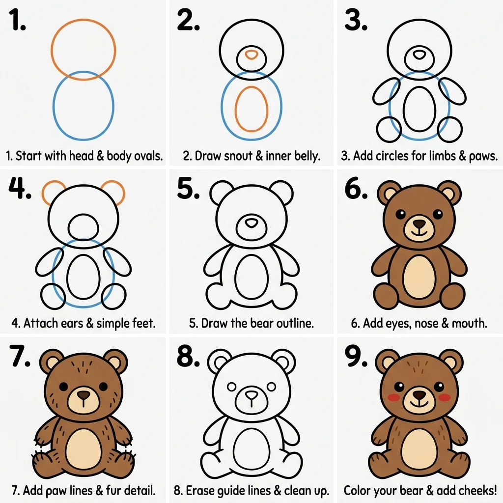 How to Draw a Bear: Easy Step-by-Step Drawing Tutorial for Kids 1 How to Draw a Bear