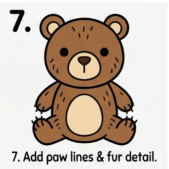 How to Draw a Bear: Easy Step-by-Step Drawing Tutorial for Kids 8 How to Draw a Bear Step 7