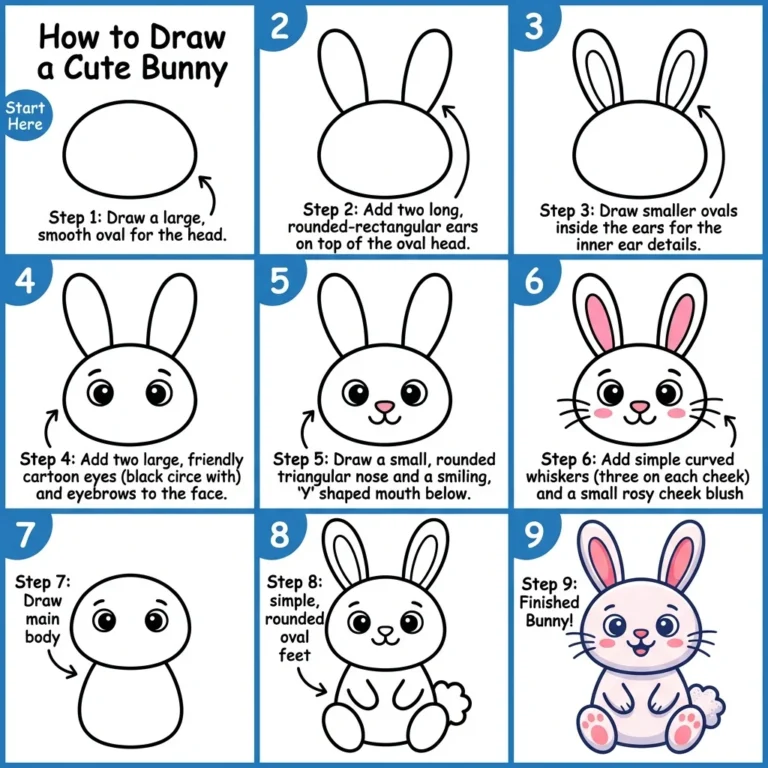 How to Draw a Bunny: Easy Step-by-Step Drawing Tutorial for Kids 31 How to Draw a Bunny