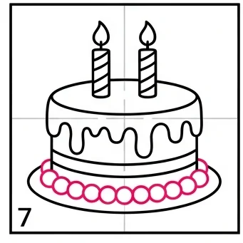 How to Draw a Cake: Easy Step-by-Step Drawing Tutorial for Kids 8 How to Draw a Cake Step 7