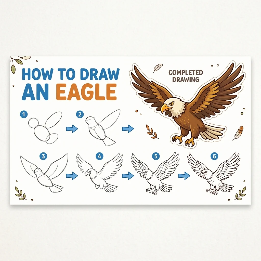 How to Draw an Eagle: Easy Eagle Drawing Tutorial for Kids 1 How to Draw an Eagle