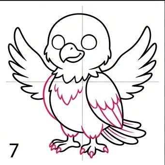 How to Draw an Eagle: Easy Eagle Drawing Tutorial for Kids 8 How to Draw an Eagle Step 7