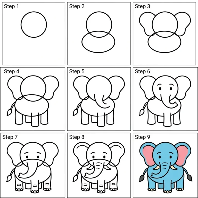 How to Draw an Elephant: Easy Step-by-Step Drawing Tutorial for Kids 31 How to Draw an Elephant