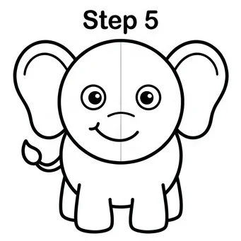 How to Draw an Elephant: Easy Step-by-Step Drawing Tutorial for Kids 6 How to Draw an Elephant Step 5
