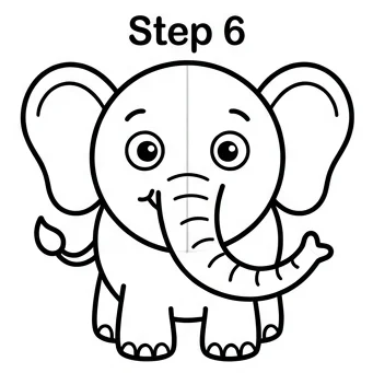 How to Draw an Elephant: Easy Step-by-Step Drawing Tutorial for Kids 7 How to Draw an Elephant Step 6