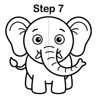 How to Draw an Elephant: Easy Step-by-Step Drawing Tutorial for Kids 8 How to Draw an Elephant Step 7