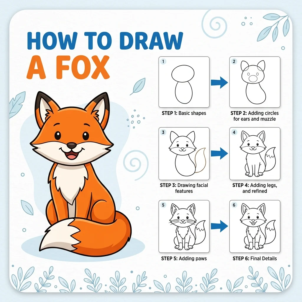 How to Draw a Fox: Easy Step-by-Step Drawing Tutorial for Kids 1 How to Draw a Fox