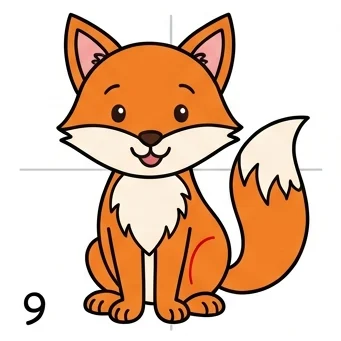 How to Draw a Fox: Easy Step-by-Step Drawing Tutorial for Kids 10 How to Draw a Fox Step 9