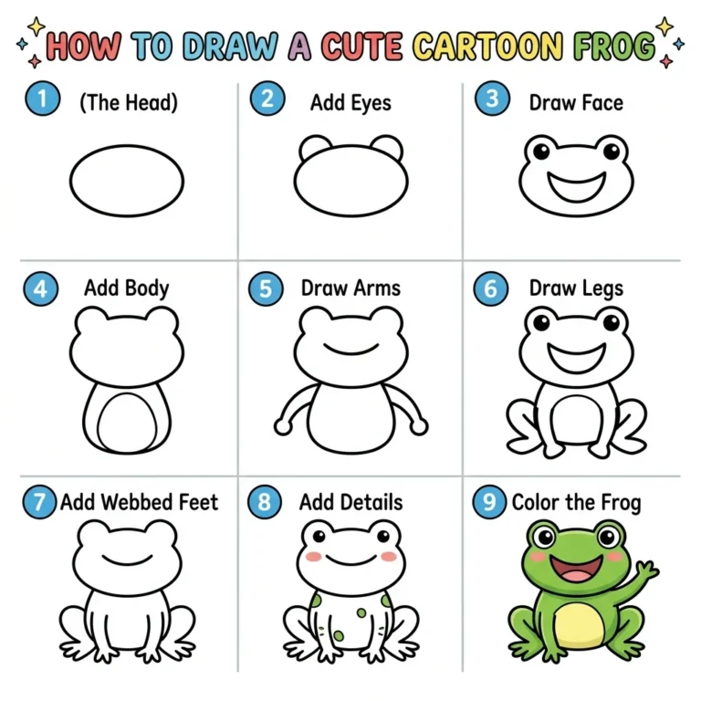 How to Draw a Frog: Easy Step-by-Step Drawing Tutorial for Kids 61 How to Draw a Frog