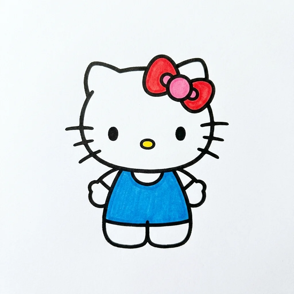 How to Draw Hello Kitty: Easy Step-by-Step Drawing Tutorial for Kids 10 How to Draw Hello Kitty Step 9