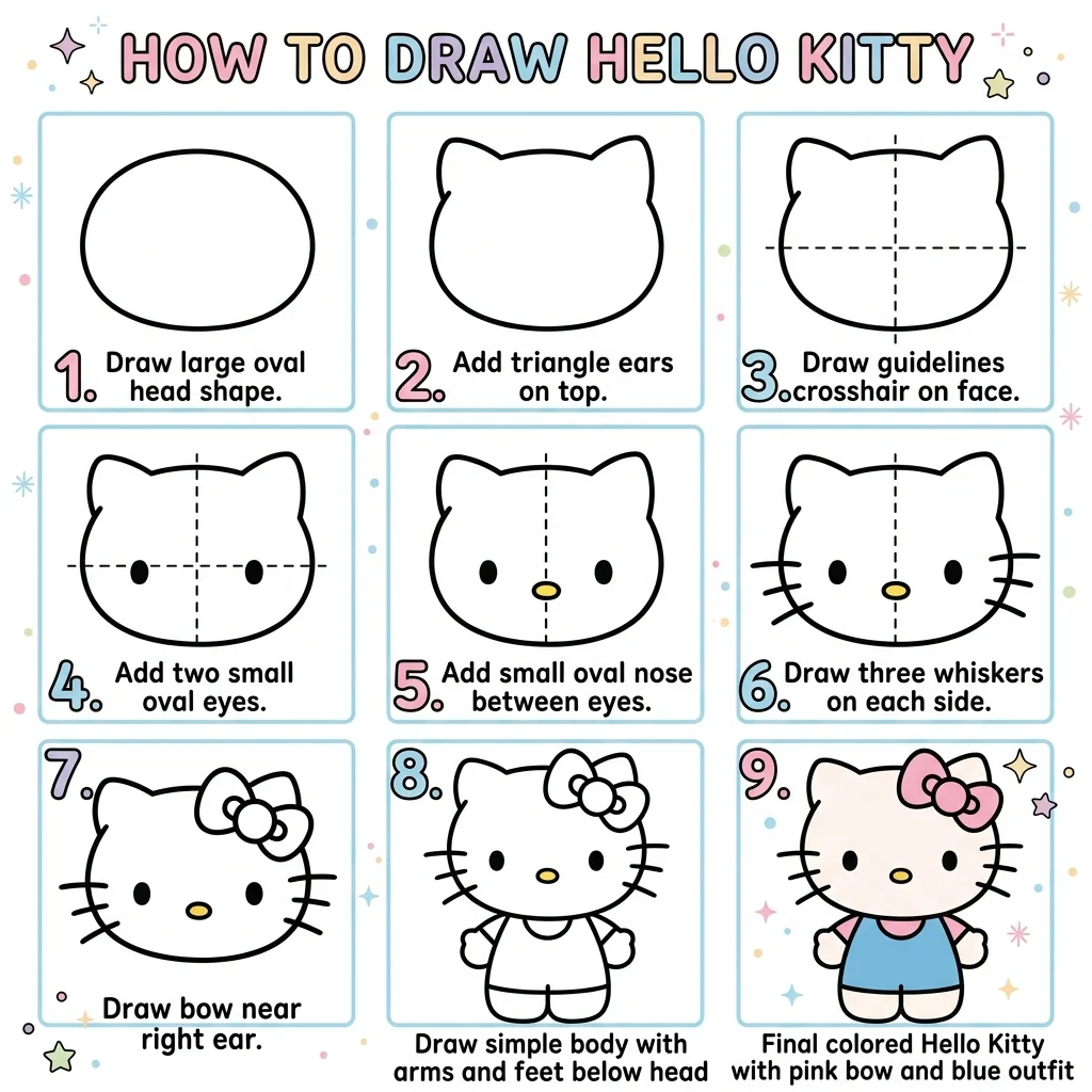 How to Draw Hello Kitty: Easy Step-by-Step Drawing Tutorial for Kids 1 How to Draw Hello Kitty