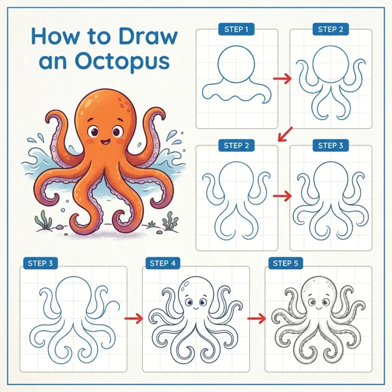 How to Draw an Octopus: Easy Step-by-Step Drawing Tutorial for Kids 61 How to Draw an Octopus