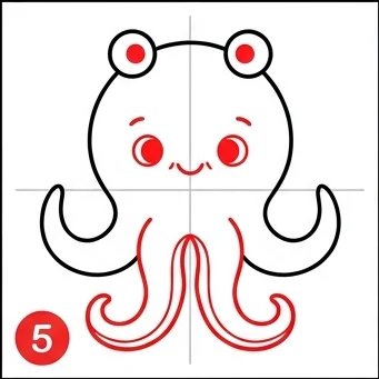 How to Draw an Octopus: Easy Step-by-Step Drawing Tutorial for Kids 6 How to Draw an Octopus Step 5
