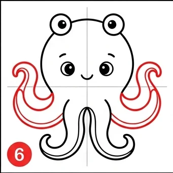 How to Draw an Octopus: Easy Step-by-Step Drawing Tutorial for Kids 7 How to Draw an Octopus Step 6