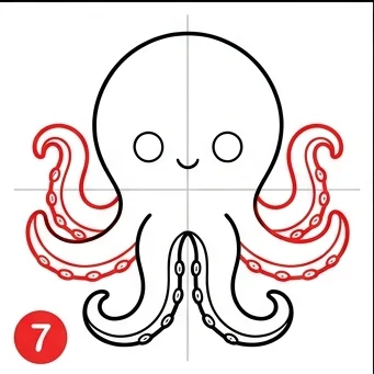 How to Draw an Octopus: Easy Step-by-Step Drawing Tutorial for Kids 8 How to Draw an Octopus Step 7