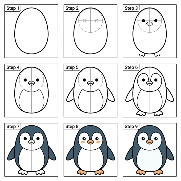 How to Draw a Penguin: Easy Step-by-Step Drawing Tutorial for Kids 41 How to Draw a Penguin