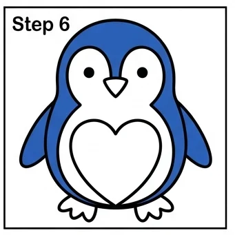 How to Draw a Penguin: Easy Step-by-Step Drawing Tutorial for Kids 7 How to Draw a Penguin Step 6