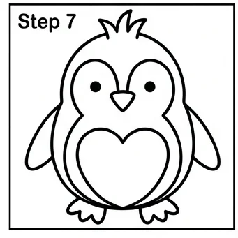 How to Draw a Penguin: Easy Step-by-Step Drawing Tutorial for Kids 8 How to Draw a Penguin Step 7