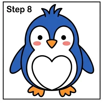 How to Draw a Penguin: Easy Step-by-Step Drawing Tutorial for Kids 9 How to Draw a Penguin Step 8