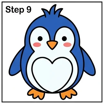 How to Draw a Penguin: Easy Step-by-Step Drawing Tutorial for Kids 10 How to Draw a Penguin Step 9