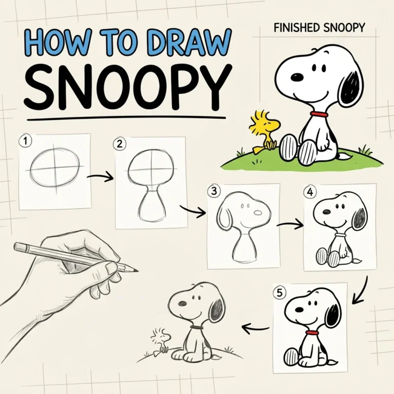 How to Draw Snoopy: Easy Step-by-Step Drawing Tutorial for Kids 62 How to Draw Snoopy