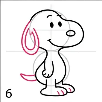 How to Draw Snoopy: Easy Step-by-Step Drawing Tutorial for Kids 7 How to Draw Snoopy Step 6