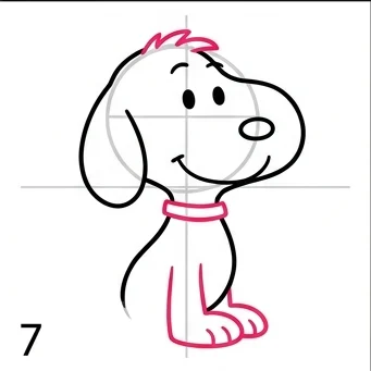 How to Draw Snoopy: Easy Step-by-Step Drawing Tutorial for Kids 8 How to Draw Snoopy Step 7