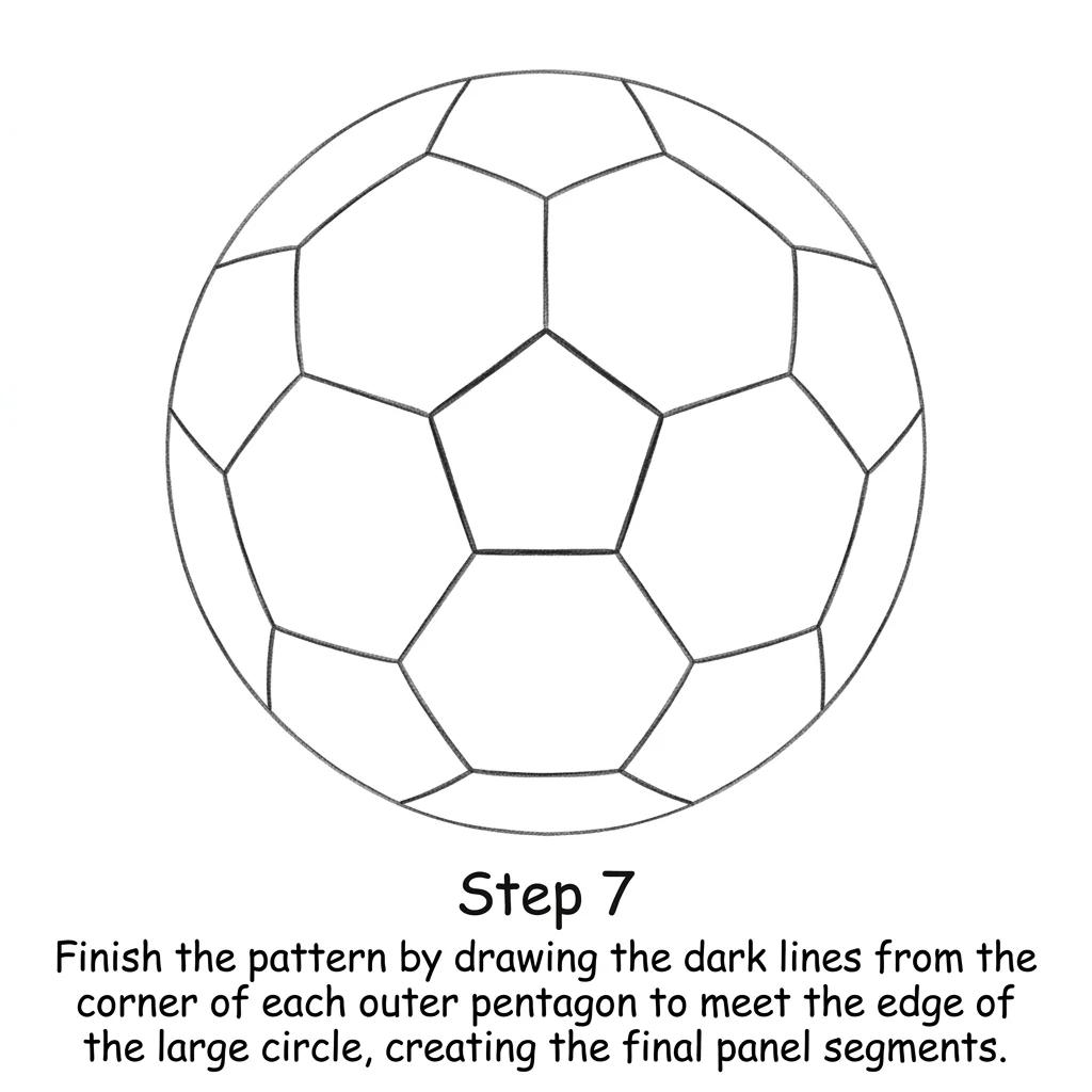 How to Draw a Soccer Ball: Easy Step-by-Step Drawing Tutorial for Kids 8 How to Draw a Soccer Ball Step 7