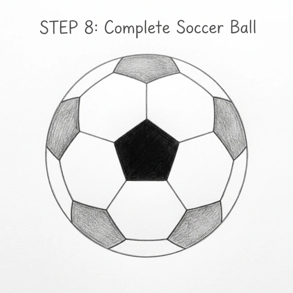 How to Draw a Soccer Ball: Easy Step-by-Step Drawing Tutorial for Kids 9 How to Draw a Soccer Ball Step 8