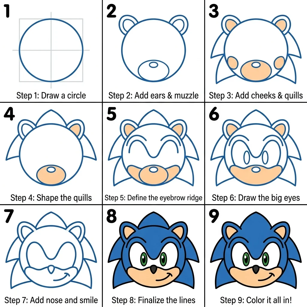 How to Draw Sonic: Easy Step-by-Step Drawing Tutorial for Kids 1 How to Draw Sonic