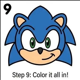 How to Draw Sonic: Easy Step-by-Step Drawing Tutorial for Kids 10 How to Draw Sonic Step 9