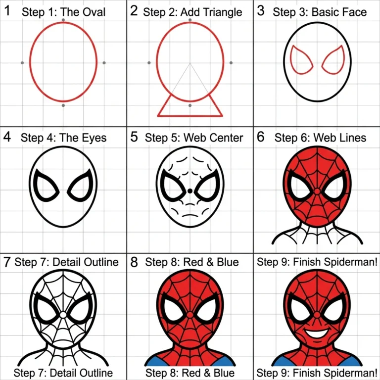 How to Draw Spiderman: Easy Step-by-Step Drawing Tutorial for Kids 21 How to Draw Spiderman