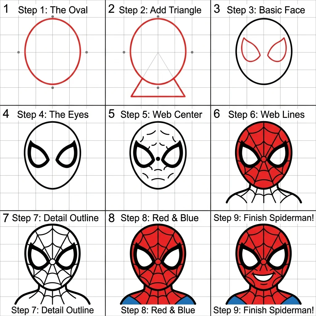 How to Draw Spiderman: Easy Step-by-Step Drawing Tutorial for Kids 1 How to Draw Spiderman