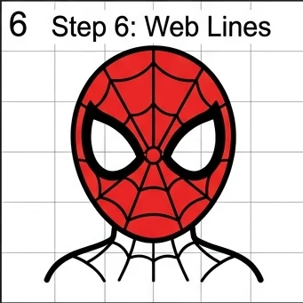 How to Draw Spiderman: Easy Step-by-Step Drawing Tutorial for Kids 7 How to Draw Spiderman Step 6