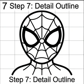 How to Draw Spiderman: Easy Step-by-Step Drawing Tutorial for Kids 8 How to Draw Spiderman Step 7