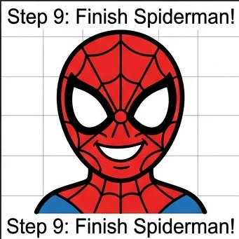 How to Draw Spiderman: Easy Step-by-Step Drawing Tutorial for Kids 10 How to Draw Spiderman Step 9