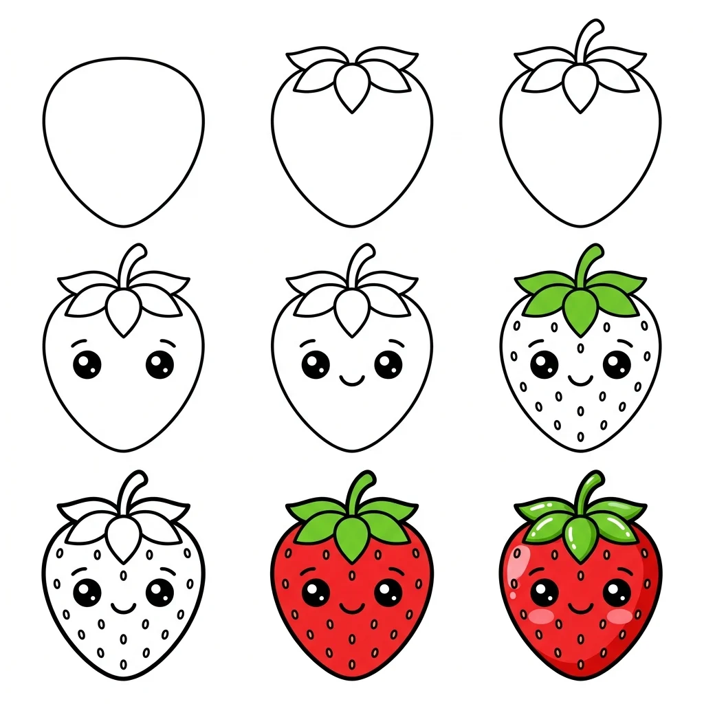 How to Draw a Strawberry: Easy Step-by-Step Drawing Tutorial for Kids 1 How to Draw a Strawberry