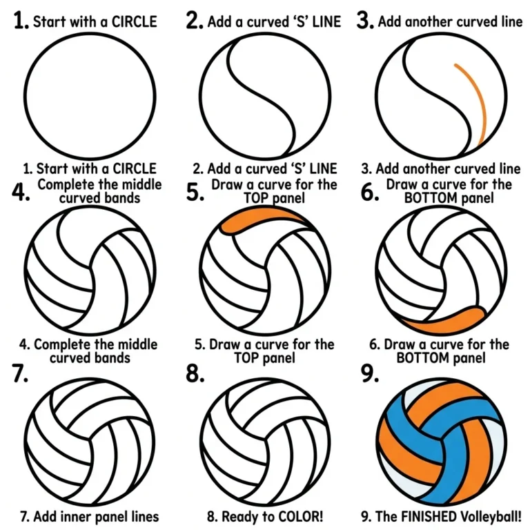 How to Draw a Volleyball: Easy Step-by-Step Drawing Tutorial for Kids 11 How to Draw a Volleyball
