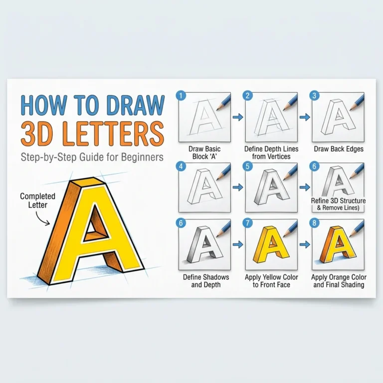 How to Draw 3D Letters: Easy Step-by-Step Drawing Tutorial for Kids 31 How to Draw 3D Letters