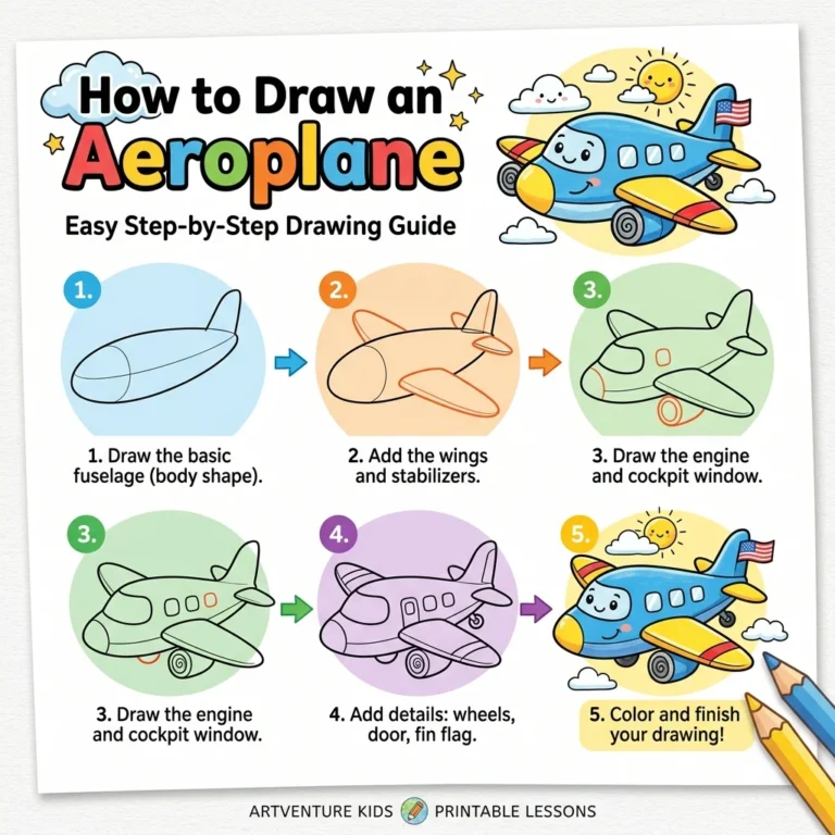 How to Draw an Aeroplane: Easy Step-by-Step Drawing Tutorial for Kids 31 How to Draw an Aeroplane