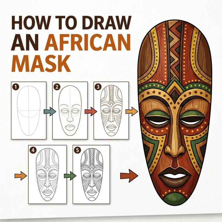 How to Draw an African Mask: Easy Step-by-Step Drawing Tutorial for Kids 21 How to Draw an African Mask