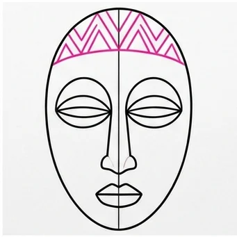 How to Draw an African Mask: Easy Step-by-Step Drawing Tutorial for Kids 7 How to Draw an African Mask Step 6