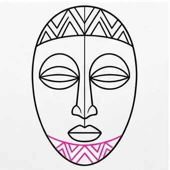 How to Draw an African Mask: Easy Step-by-Step Drawing Tutorial for Kids 8 How to Draw an African Mask Step 7