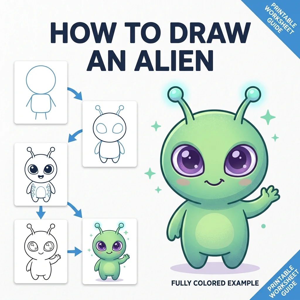 How to Draw an Alien: Easy Step-by-Step Drawing Tutorial for Kids 1 How to Draw an Alien