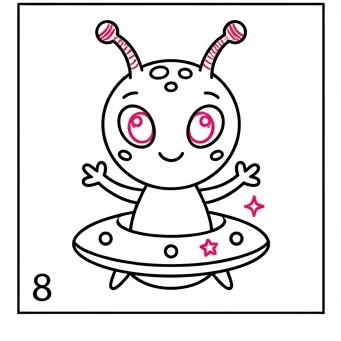 How to Draw an Alien: Easy Step-by-Step Drawing Tutorial for Kids 9 How to Draw an Alien Step 8
