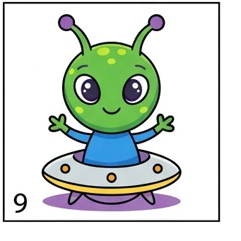 How to Draw an Alien: Easy Step-by-Step Drawing Tutorial for Kids 10 How to Draw an Alien Step 9