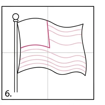 How to Draw an American Flag: Easy Step-by-Step Drawing Tutorial for Kids 7 How to Draw an American Flag Step 6