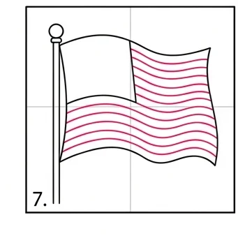 How to Draw an American Flag: Easy Step-by-Step Drawing Tutorial for Kids 8 How to Draw an American Flag Step 7