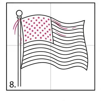 How to Draw an American Flag: Easy Step-by-Step Drawing Tutorial for Kids 9 How to Draw an American Flag Step 8